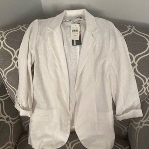 White open front blazer